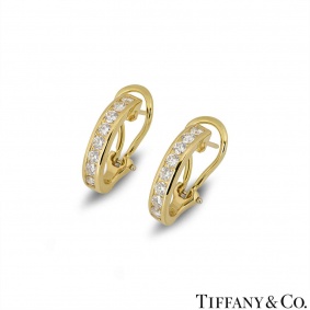 Tiffany & Co. Yellow Gold Diamond Set Hoop Earrings Tiffany & Co. Yellow Gold Diamond Set Hoop Earrings